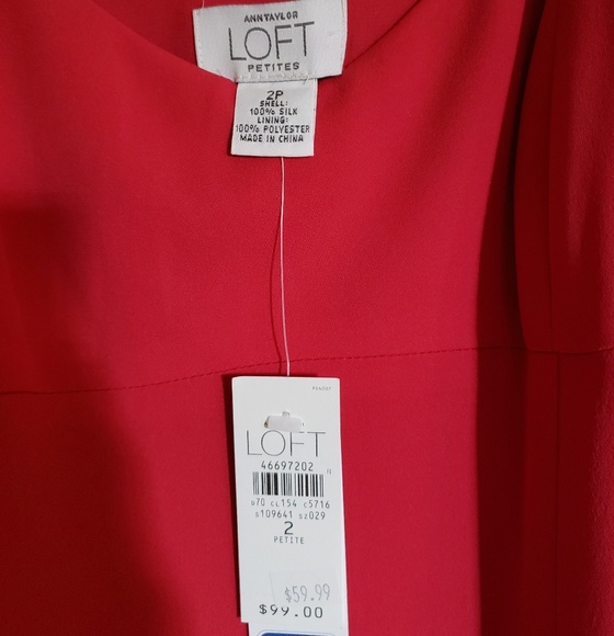 Ann Taylor Loft Red Women's shift dress 2 petite - Picture 6 of 7